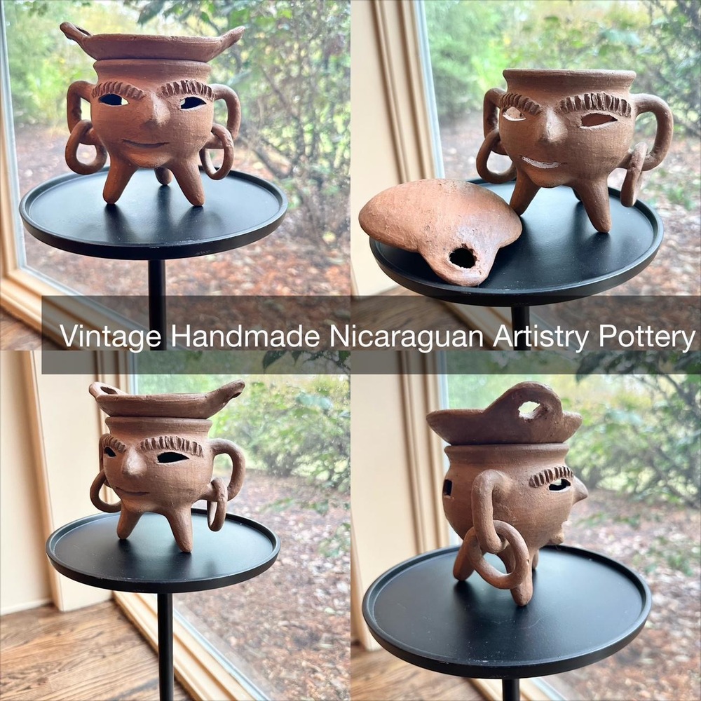 Handmade artisan pottery nicaraguan terracotta clay potpourri holder decorative